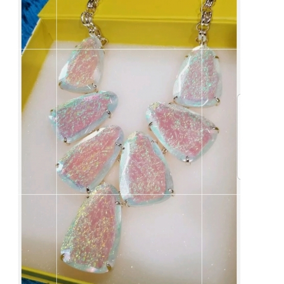 IRIDESCENT DICHROIC FOIL HARLOW NECKLACE GOLD TX - Picture 10 of 11